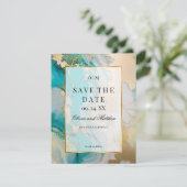 Marmeren Modern Turquoise Save the Date  Kaart (Staand voorkant)