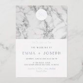 Marmeren Moderne Eenvoudige Huwelijk Zilveren Foli Folie Uitnodiging (Voorkant)