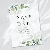 Marmeren moderne eucalyptus typografie bruiloft save the date