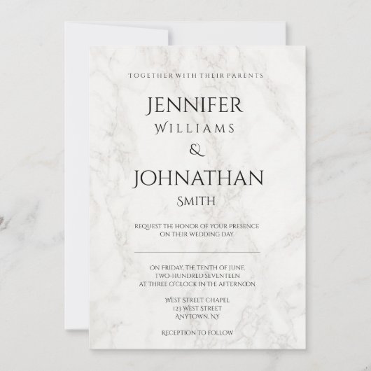 Marmeren moderne huwelijksuitnodigingen kaart (Voorkant)