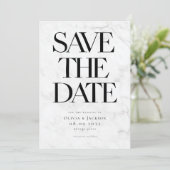 Marmeren moderne minimalistische gedurfde typograf save the date (Staand voorkant)