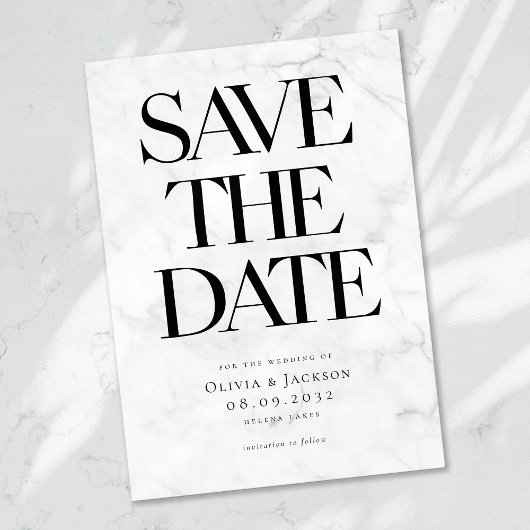 Marmeren moderne minimalistische gedurfde typograf save the date