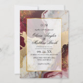 Marmeren moderne romantische burgundy en gouden br kaart (Voorkant)