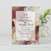 Marmeren moderne romantische burgundy en gouden br kaart (Staand voorkant)