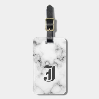 Marmeren monogram bagagelabel