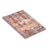 Marmeren monogram boho tartan verbrand sinaasappel notitieboek (Rechterzijde)