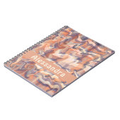 Marmeren monogram boho tartan verbrand sinaasappel notitieboek (Linkerzijde)