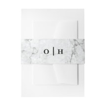 Marmeren monogram bruiloft uitnodiging buik band