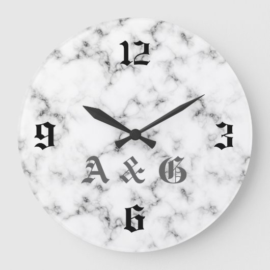 Marmeren monogram grote klok (Voorkant)