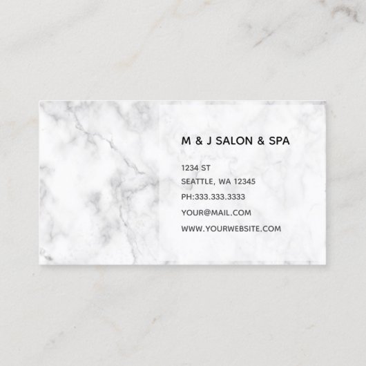 Marmeren Monogram Mode Stijlvol Elegant Visitekaartje (Achterkant)