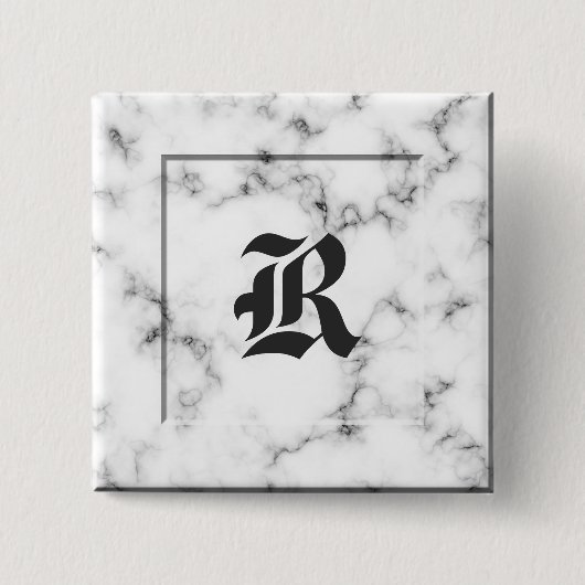 Marmeren monogram vierkante button 5,1 cm (Voorkant)