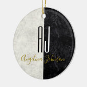 Marmeren Monogram Zwart en Wit Keramisch Ornament (Links)