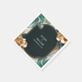 Marmeren Monstera Smaragd Groen en Gouden Bruiloft Servet (Hoek)