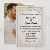 Marmeren Motief Fotobruiloft Uitnodiging (Voorkant / Achterkant)