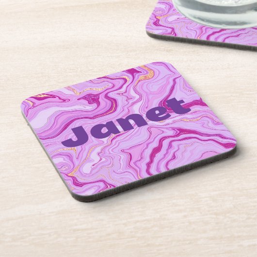 Marmeren Naam Plastic Onderzetters Set (Linkerzijde)