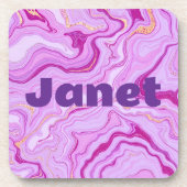 Marmeren Naam Plastic Onderzetters Set (Voorkant)