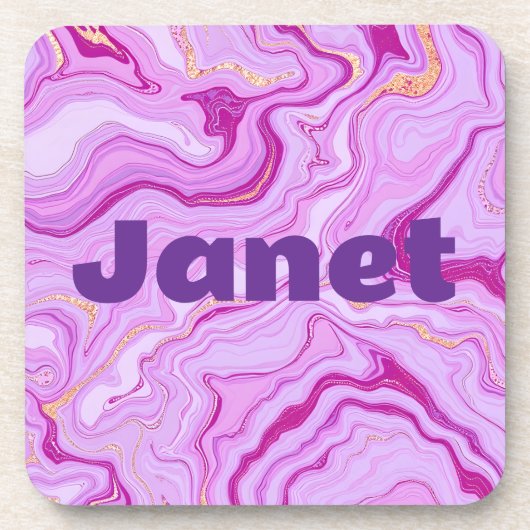 Marmeren Naam Plastic Onderzetters Set (Voorkant)