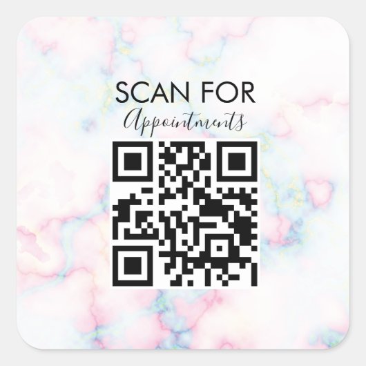 Marmeren Nagel Salon Afspraak QR Code Vierkante Sticker (Voorkant)