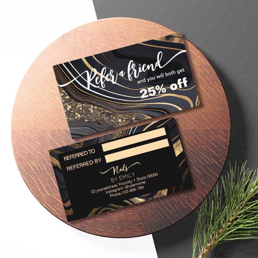 Marmeren nagelsalon Verwijs een vriend Verwijzing Klantenkaartje