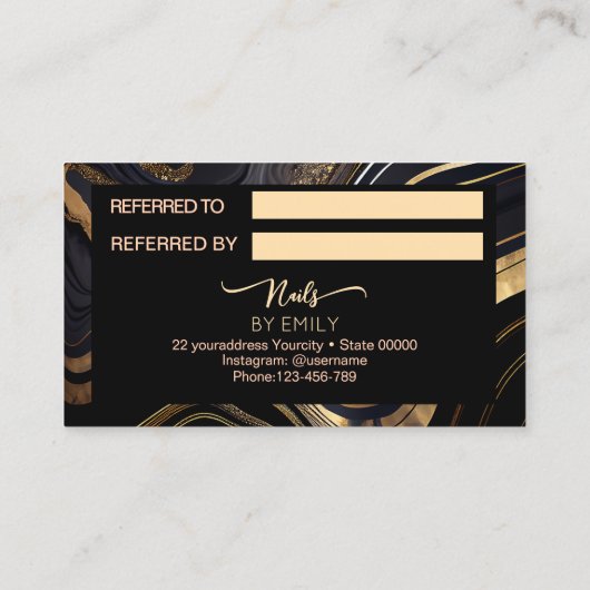 Marmeren nagelsalon Verwijs een vriend Verwijzing  Klantenkaartje (Achterkant)