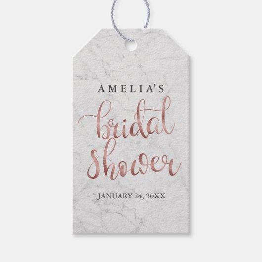 Marmeren namaak roze gouden bruiloftsshower labels cadeaulabel (Voorkant)