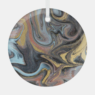 Marmeren Natuur Artwork Golden Glitter Glas Ornament