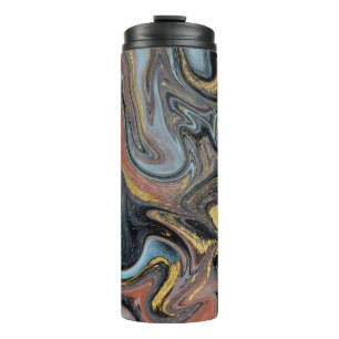 Marmeren Natuur Artwork Golden Glitter Thermosbeker