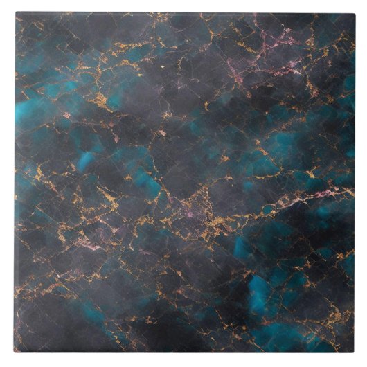 Marmeren Ocean Blue Pink Gold Trendy Collectie Tegeltje (Voorkant)