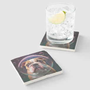 Marmeren onderzetter met vierkante Bulldog afbeeld
