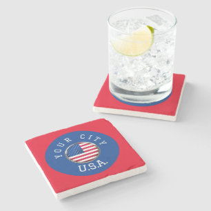 Marmeren Onderzetter - USA gepersonaliseerd - Voeg