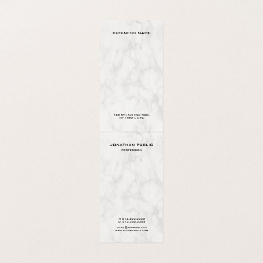Marmeren Ontwerp Modern Monogram Elegant Schoon Ge Visitekaartje (Binnenkant ongevouwen)