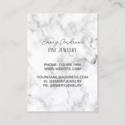 Marmeren Ontwerper Sieraden Oorbel Houder Display Visitekaartje (Achterkant)