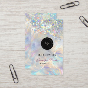 Marmeren Opal Holografische Glitter QR-code Visitekaartje
