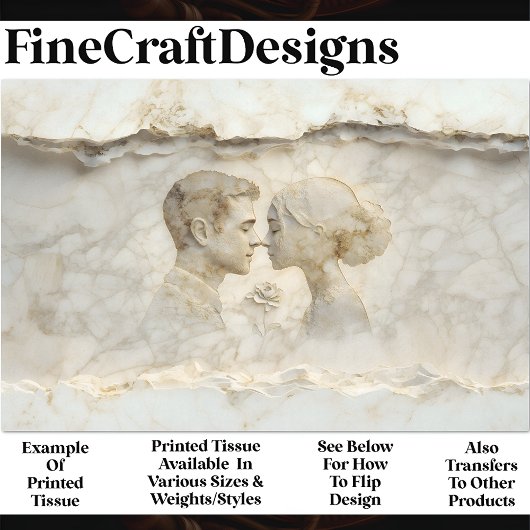 Marmeren paar met Roos Carving X1 Decoupage Tissuepapier