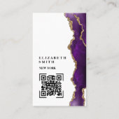 Marmeren Paarse textuur QR Visitekaartje (Voorkant)