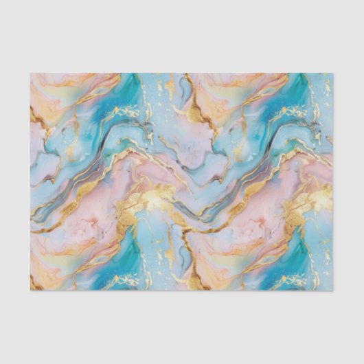 Marmeren Pastels en Gouden Folie Look Tissuepapier (Voorkant)