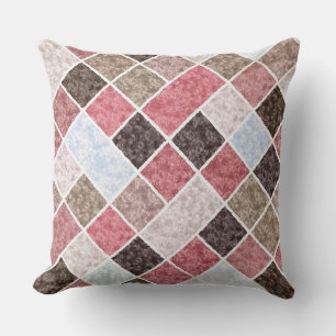 Marmeren patchwork in bruine en roze tinten buitenkussen