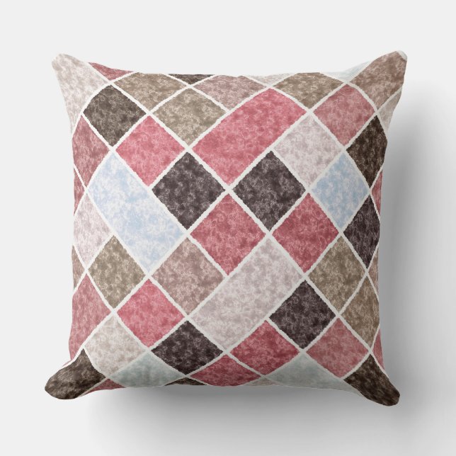 Marmeren patchwork in bruine en roze tinten buitenkussen (Voorkant)