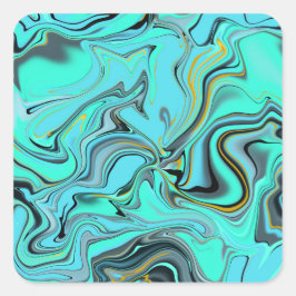 Marmeren patroon abstract blauw en groen ontwerp. vierkante sticker