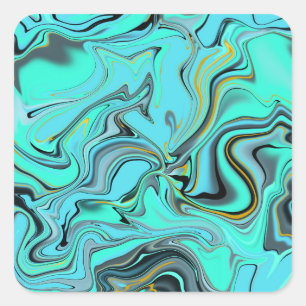 Marmeren patroon abstract blauw en groen ontwerp. vierkante sticker