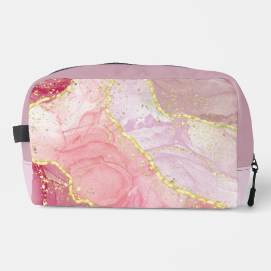 Marmeren Patroon in Rood, Paarse en Goud Toilettasje (Voorkant)