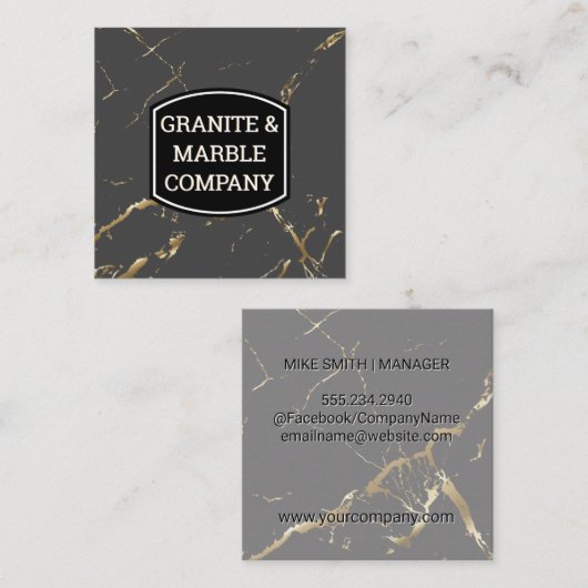 Marmeren plaat | Graniet | Gouden textuur achtergr Vierkante Visitekaartje (Voorkant / Achterkant)