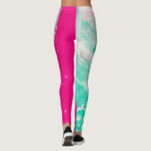 Marmeren Print Magenta Aqua Swirl Leggings (Achterkant)