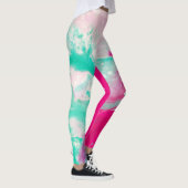 Marmeren Print Magenta Aqua Swirl Leggings (Rechts)