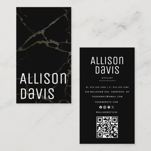 Marmeren QR-code Visitekaartje (Voorkant / Achterkant)