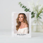 Marmeren Rand Promokaart Postkaart | QR Code (Staand voorkant)