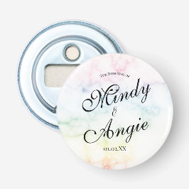 Marmeren Regenboog Gay Script Trouwen Button Flesopener
