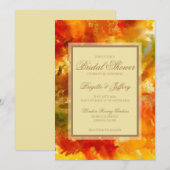 Marmeren rood, oranje, goud, geel bruidsdouche save the date (Voorkant / Achterkant)