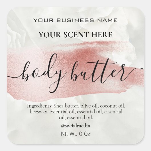 Marmeren Roos Gold Accent Body Butter Labels (Voorkant)