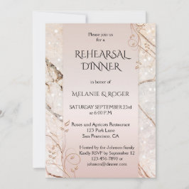 Marmeren Roos Goud Bloemen Repetitie Diner Uitnodi Kaart